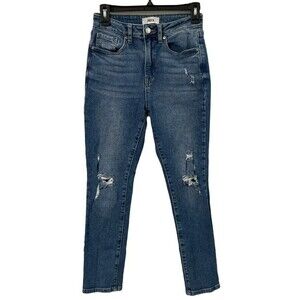 JBD JUST BLACK DENIUM‎ High Rise Destroyed Straight in Blue Medium Size 26